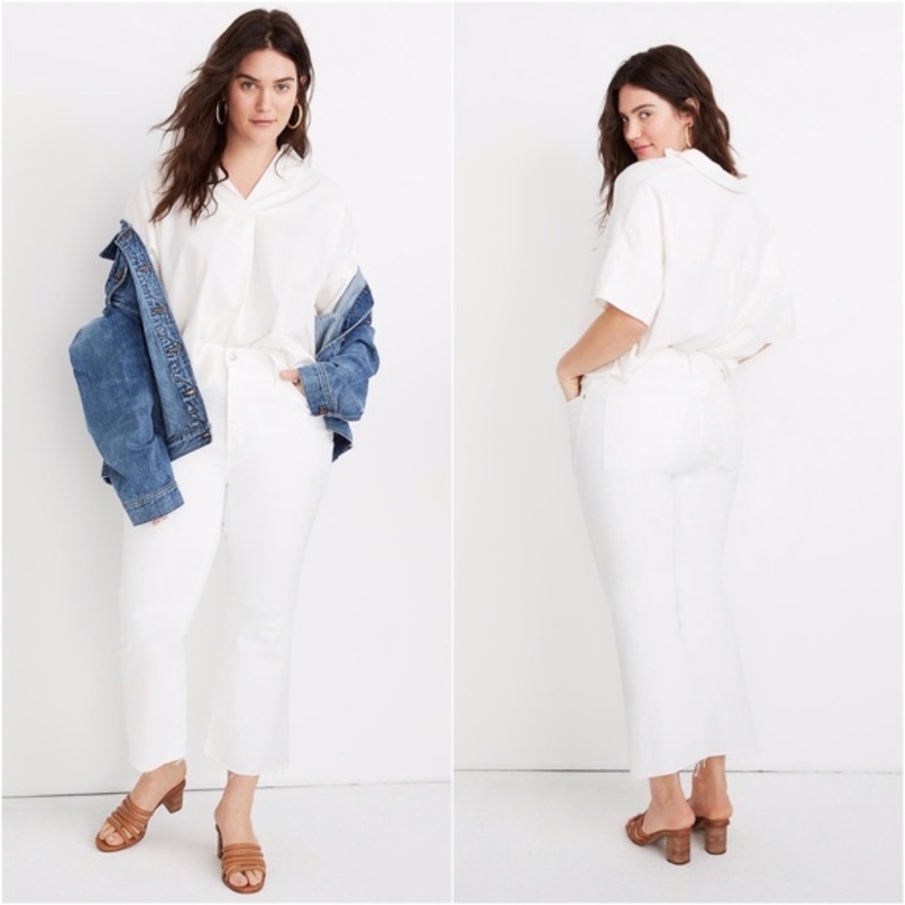 NWT Madewell Cali Demi-Boot Jeans Raw-Hem Jeans White asZ-36